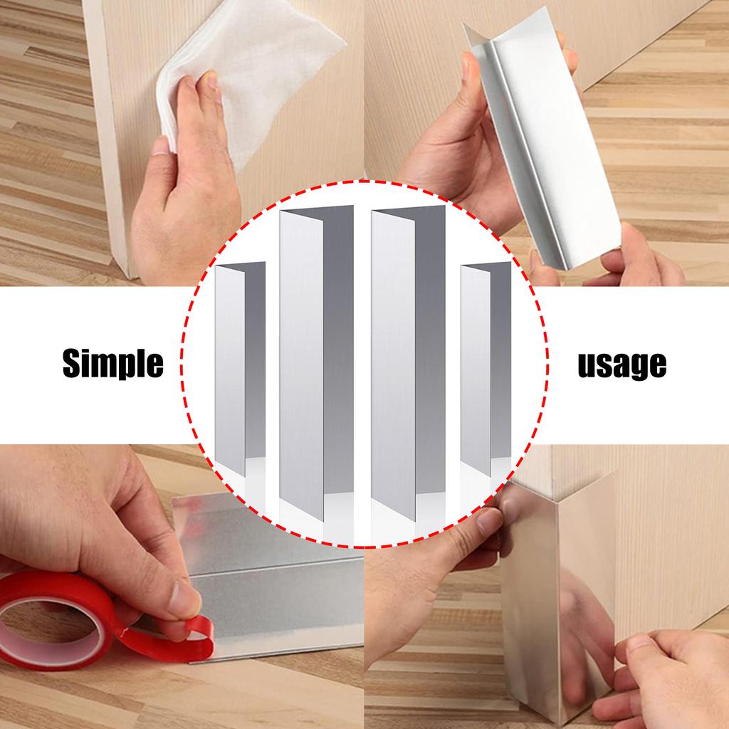 4Pieces Weatherproof Garage Door Seal Strips with Adhesive Tape Portable Accessory for Dust and Insect Preventions