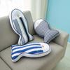 Nautical Fish Canvas Pillow Striped Fish Shape Throw Pillow Stuffed Plushie Hugging Back Cushion Sofa Bedroom Living Room Decoration