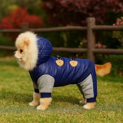 Dog Jumpsuit Waterproof Dog Jacket Windproof Warm Pet Cotton Coat Thickened Pet Hooded Winter Season