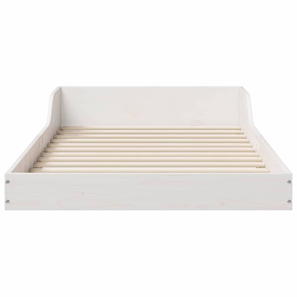Bed Frame White 100 x 220 cm Solid Pine Wood