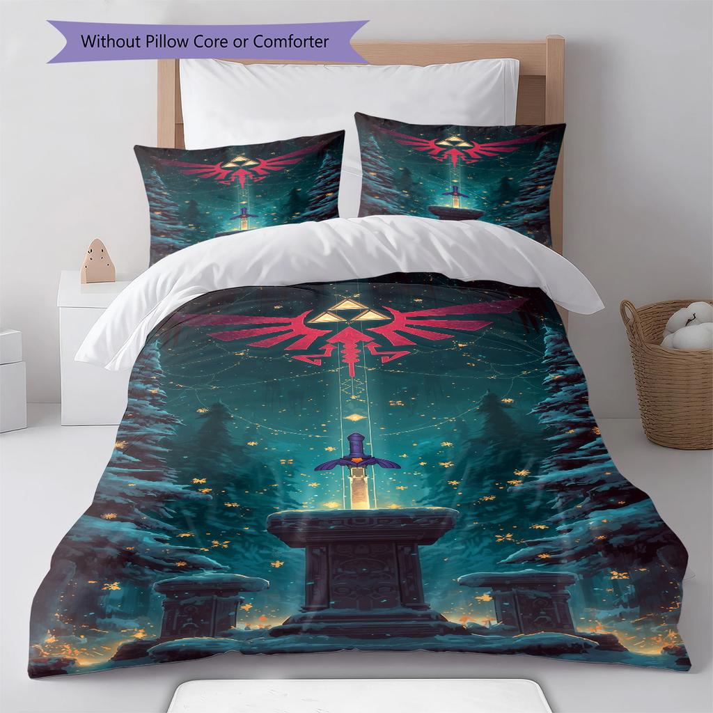 Fantasy Games  Pattern Bedding Quilt Set Quilt Cover Pillowcase Home Decoration Birthday Gift (1 * duvet cover + 2 * pillowcase, without core)
