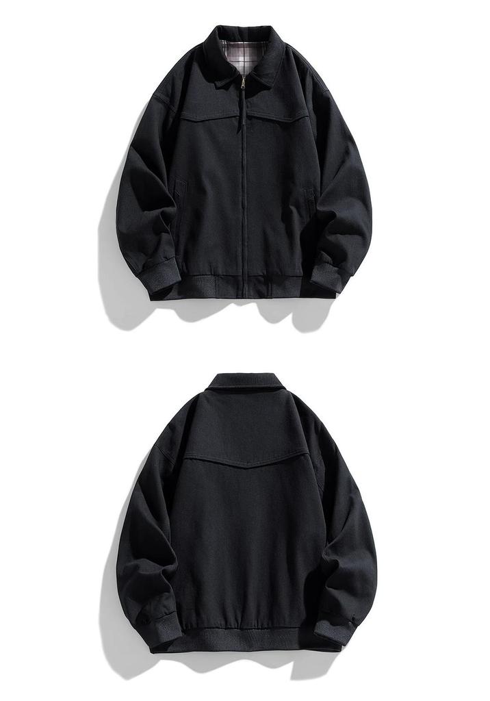 Men's Retro Lapel Workwear Jacket - Spring/Autumn Loose Fit Trendy Outerwear