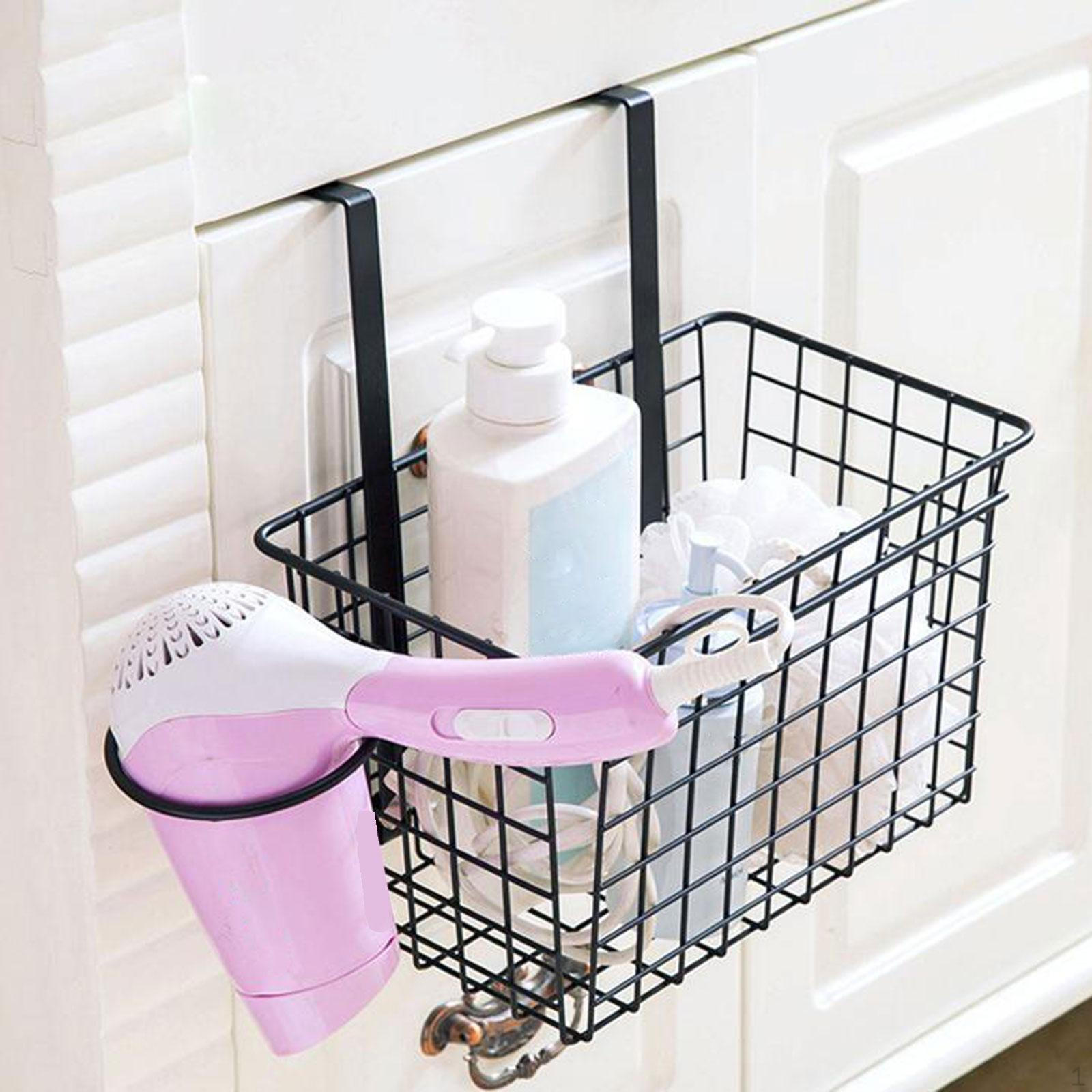 

Корзина для ванной комнаты для хранения косметики и фена, подвесной органайзер для общежитий чёрный