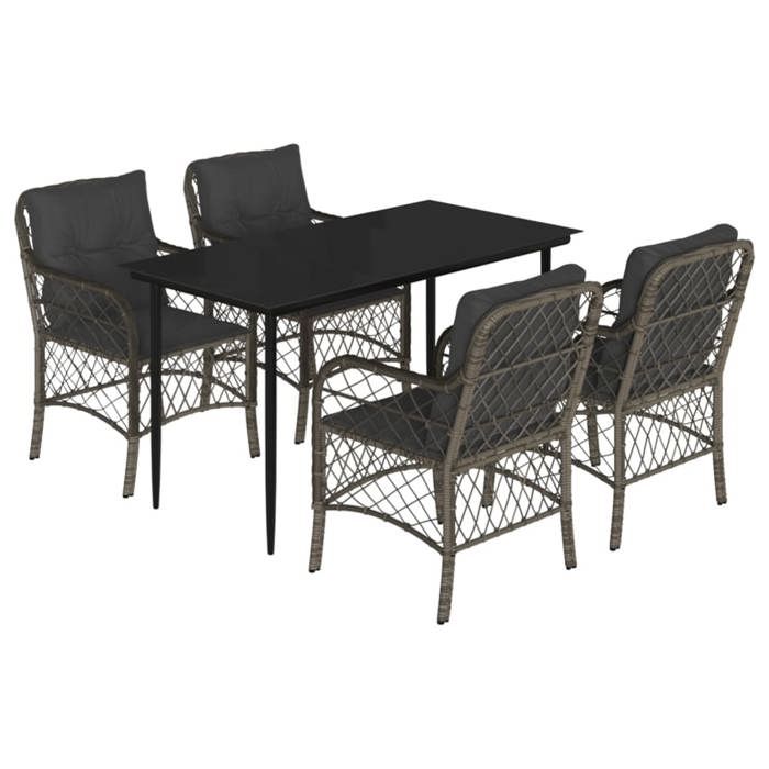 VidaXL Garden Dining Set with Cushions 5 Pcs, Patio Table and Chairs, Outdoor Furniture Terrace, Modern, 3212126