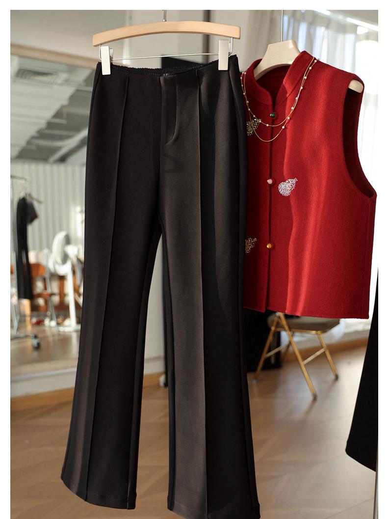 Early Spring Micro-Flare High-Waist Black Pants for Women - High Elasticity, Slimming Fit L