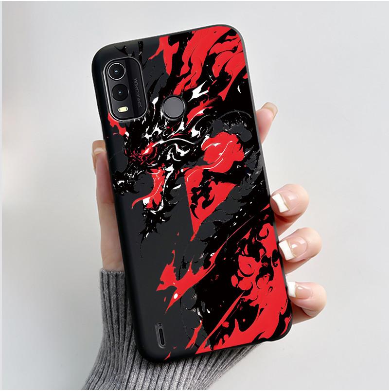 Dreamy Black Case For Nokia G11 Plus Elegant Butterfly Wildflower Pattern Shell With Jelly Color Shockproof Bumper Soft Cover