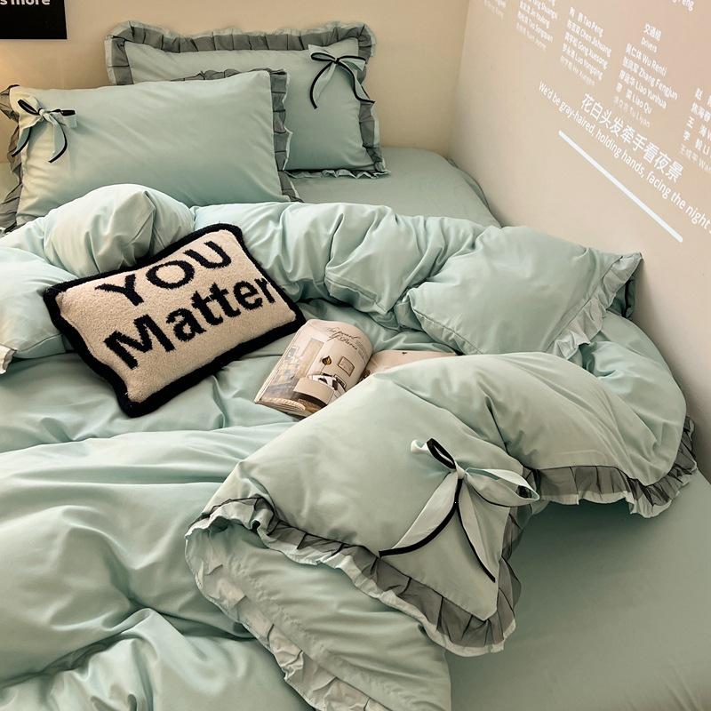 Cross-border E-commerce Exclusive Embroidered Patchwork Bed Set - Bowknot Lace Series