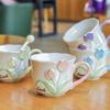 High Looking Underglaze Color Electroplated Tulip Series Ceramic Mug Girl's Favorite Cup Couple Pair Cup Ins Style