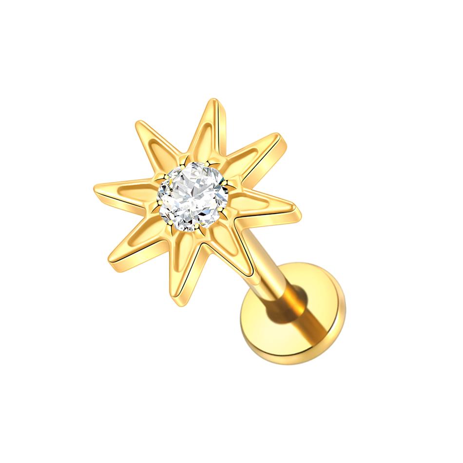 1Pc/5Pcs Titanium Star Ear Tragus Cartilage Helix Daith Piercing Lip Stud Earrings for Women Internal Thread Body Piercing 16G