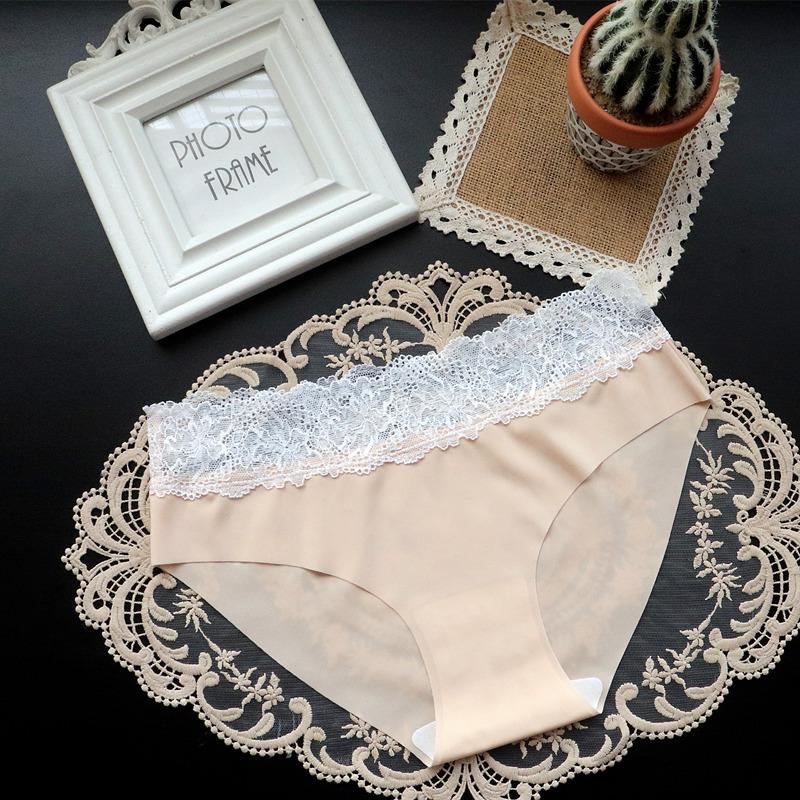 

Тонкая маска, женское кружевное бесшовное нижнее белье, женские трусики из ледяного шелка, женские низкие трусы, цельные XL телесный