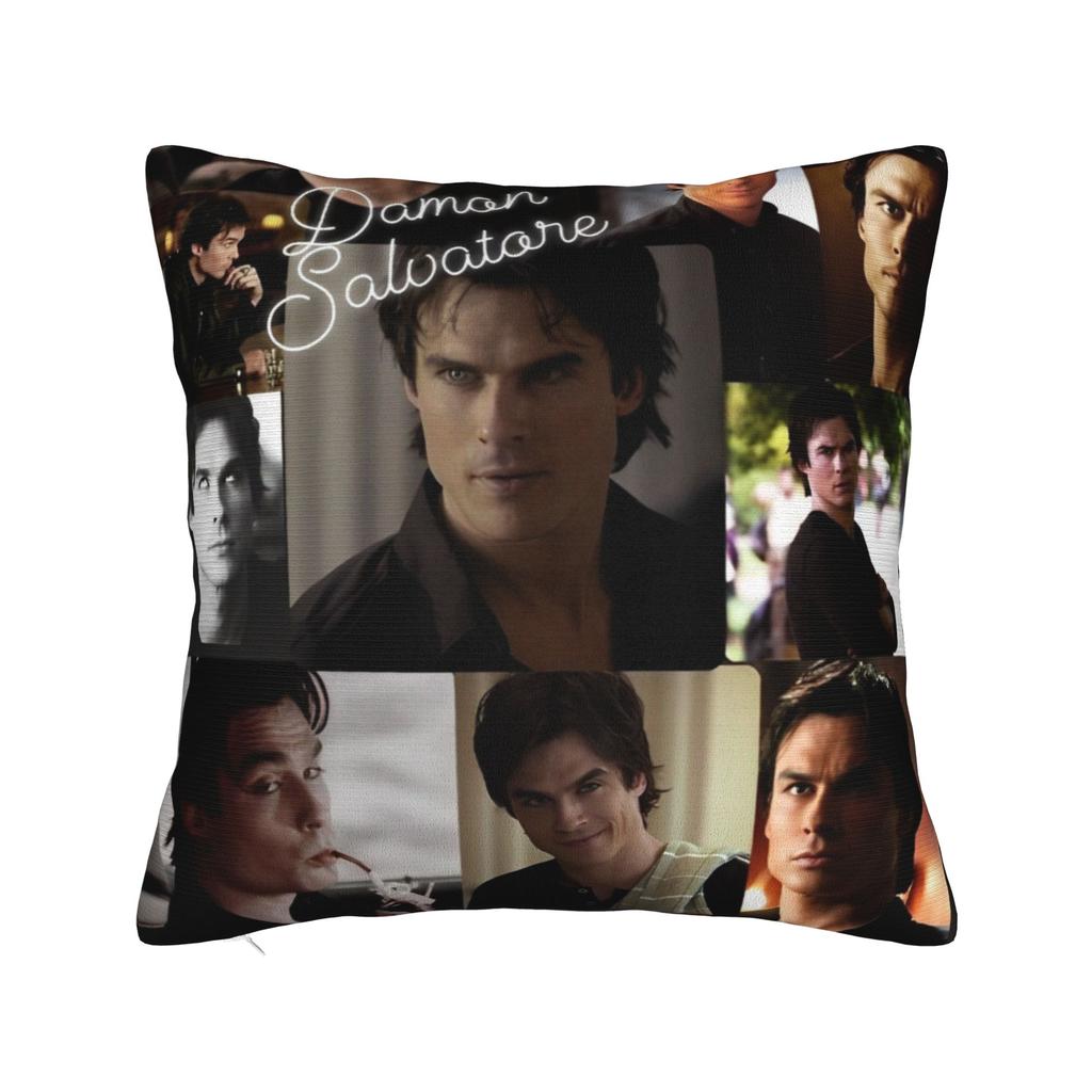 Damon Salvatore Pillowcase Polyester Cushion Cover Gift The Vampire Diaries Pillow Case Cover Home Square 45X45Cm