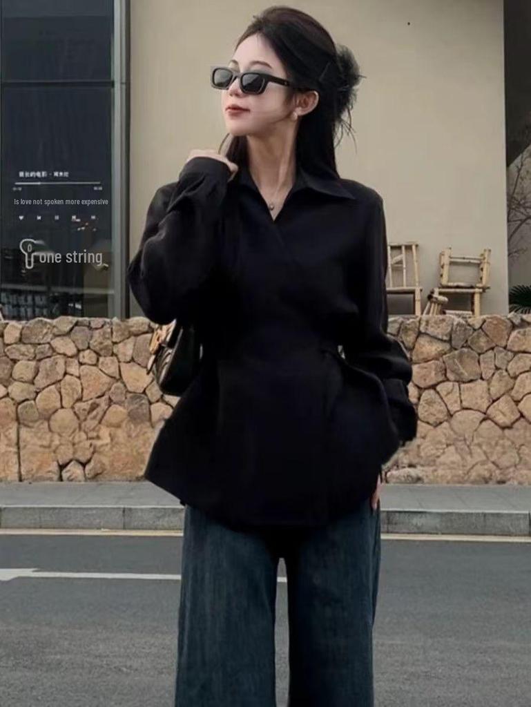 New 2025 Slimming French Silk Satin Top: Influencer Style, Plus Size, Spring Collection