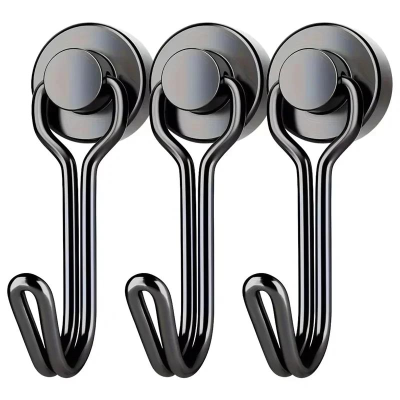

Bathroom Black Magnetic Suction Hooks (3/6/12 Pcs),Heavy-Duty NdFeB Magnet Hangers, Super Load-Bearing Magnetic Suspension Parts