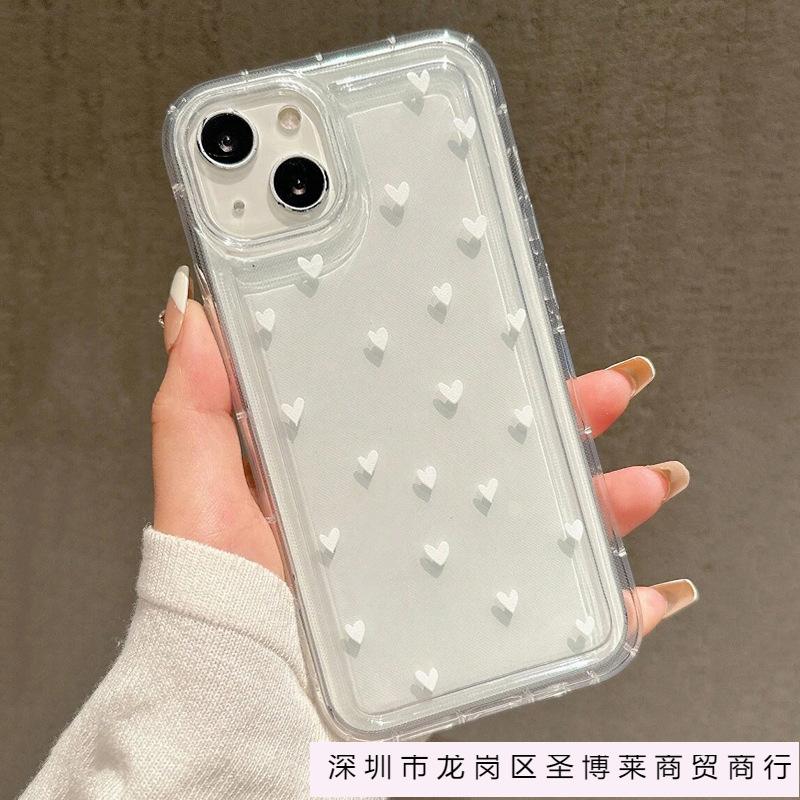 Color small heart applies to Apple 16promax mobile phone case 15plus airbag 14 transparent 1312 simple