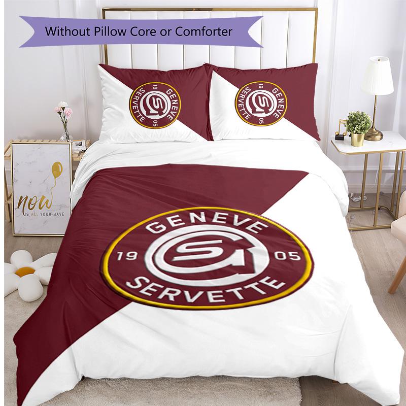 Servette FC Bedrucktes 3-teiliges Bettwäsche-Set Atmungsaktiver Bettbezug mit Kissenbezügen Dekorative Bettwäsche für Schlafzimmer Zuhause