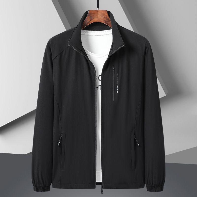 Prodyšná strečová jarní bunda pro muže Lehká volný střih pro muže středního věku sportovní větrovka podzim