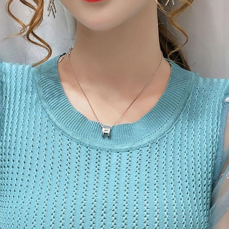 Women's Spring and Autumn Long Sleeve Puff Sleeve Bottoming Shirt Round Neck Slim Top