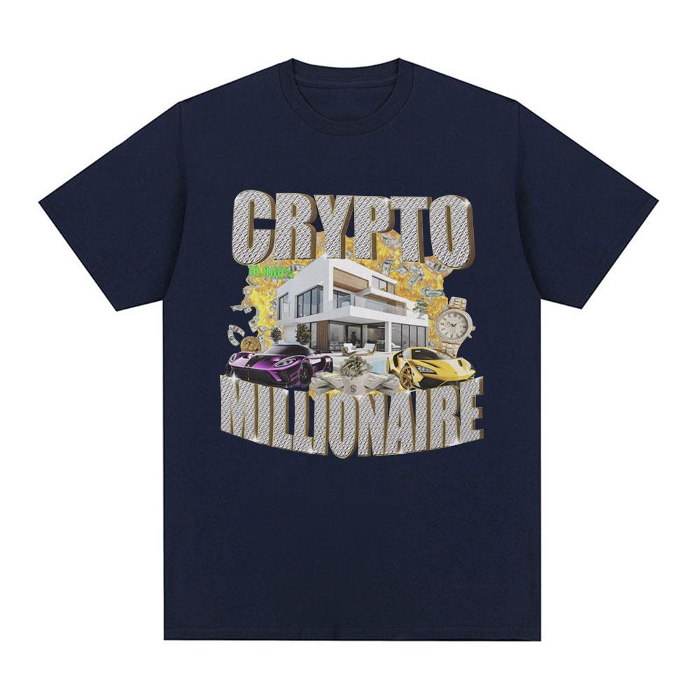 Crypto Millionaire Funny Meme T Shirts Men Women Clothing Casual Cotton Short Sleeve T-shirt Hip Hop Vintage Oversized T-shirts