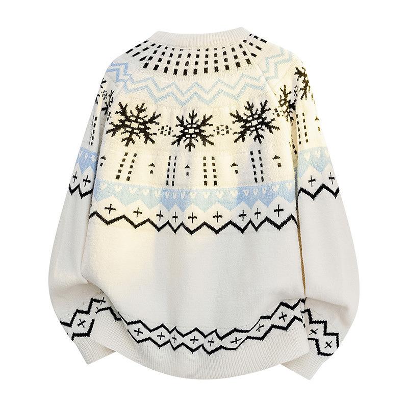 Pullovers Long Sleeves Sweaters Unisex Sweater Paragraph Autumn Winter Retro Floral Pattern Loose Round Neck Design Sense of The Bottoming Knitwear