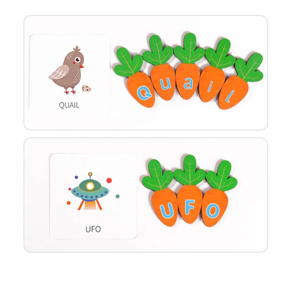 Children Pulling Carrot Language Learning Toys Montessori Game Wooden Box Farm Harvest Radishes Alphabet Early Educational Toys