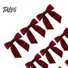 Christmas Party Decorative Accents 10Pcs Velvet Bows, 11x12.5cm Large Ribbon Ornament with Built-in Cable Tie Red Bows for Xmas Tree And Wreath