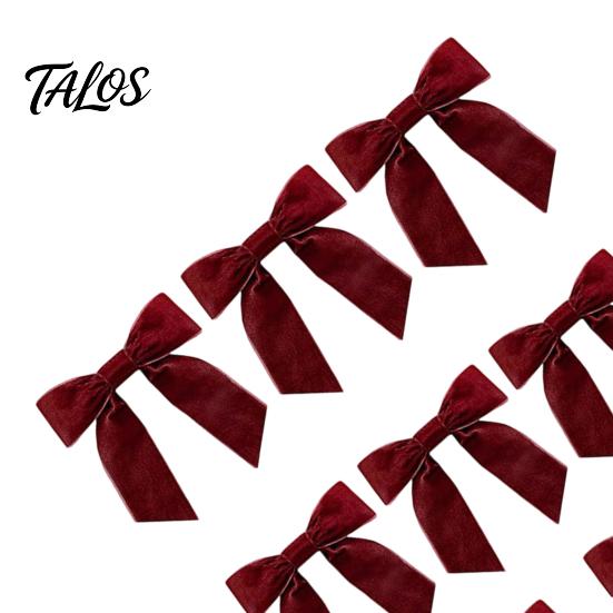 Christmas Party Decorative Accents 10Pcs Velvet Bows, 11x12.5cm Large Ribbon Ornament with Built-in Cable Tie Red Bows for Xmas Tree And Wreath