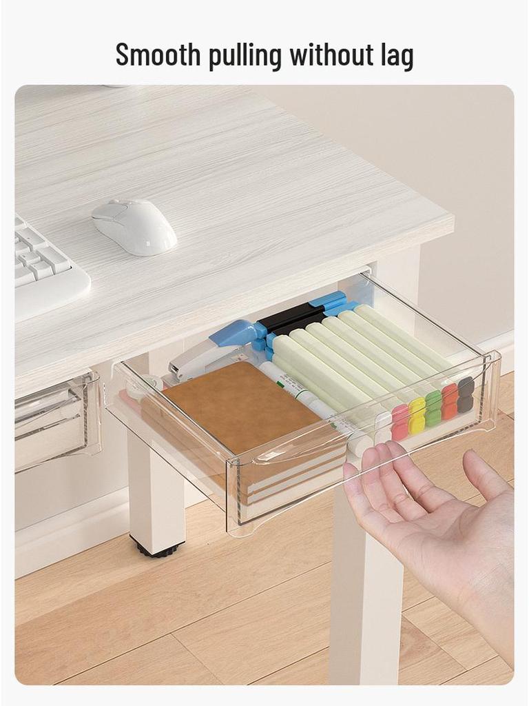 Adjustable Under-Desk Drawer: No Nails, No Drilling, Invisible Storage for Home or Office