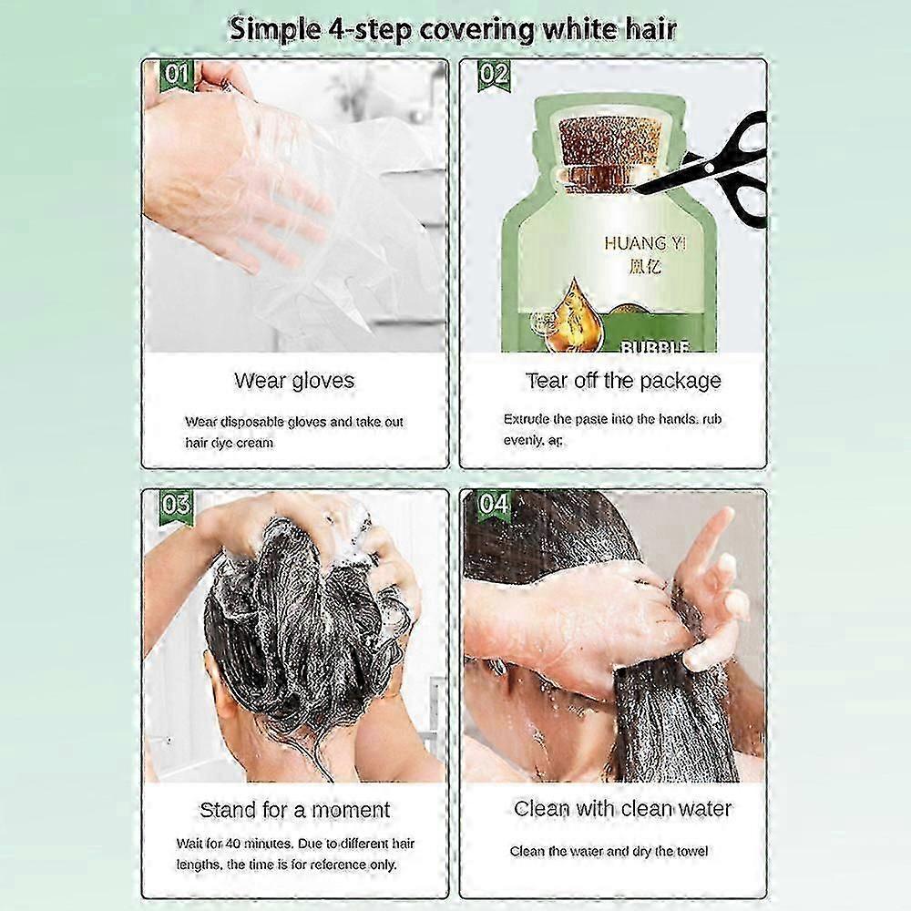Natürliche Pflanzen-Schaumhaarfarbe für Männer & Frauen - 4 Farboptionen für Happy Hair Cream