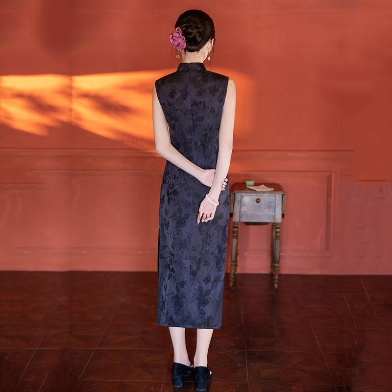 Long Sleeveless Black Modern Chinese-Inspired Cheongsam Dress Women 2026 Elegant Formal Gown