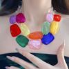 Irregular Acrylic Beaded Double-layer Necklace Exaggerated Clavicle Chain Beaded Necklace  Gift