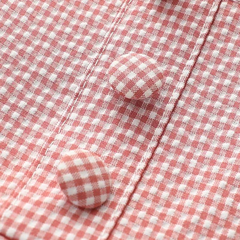 Flickklänning Enfärgad Sommar Barn Rutig Prinsesskjol Baby Söt Kjol Hängslen Lotusbladsärm Prinsesskjol A-linjekjol