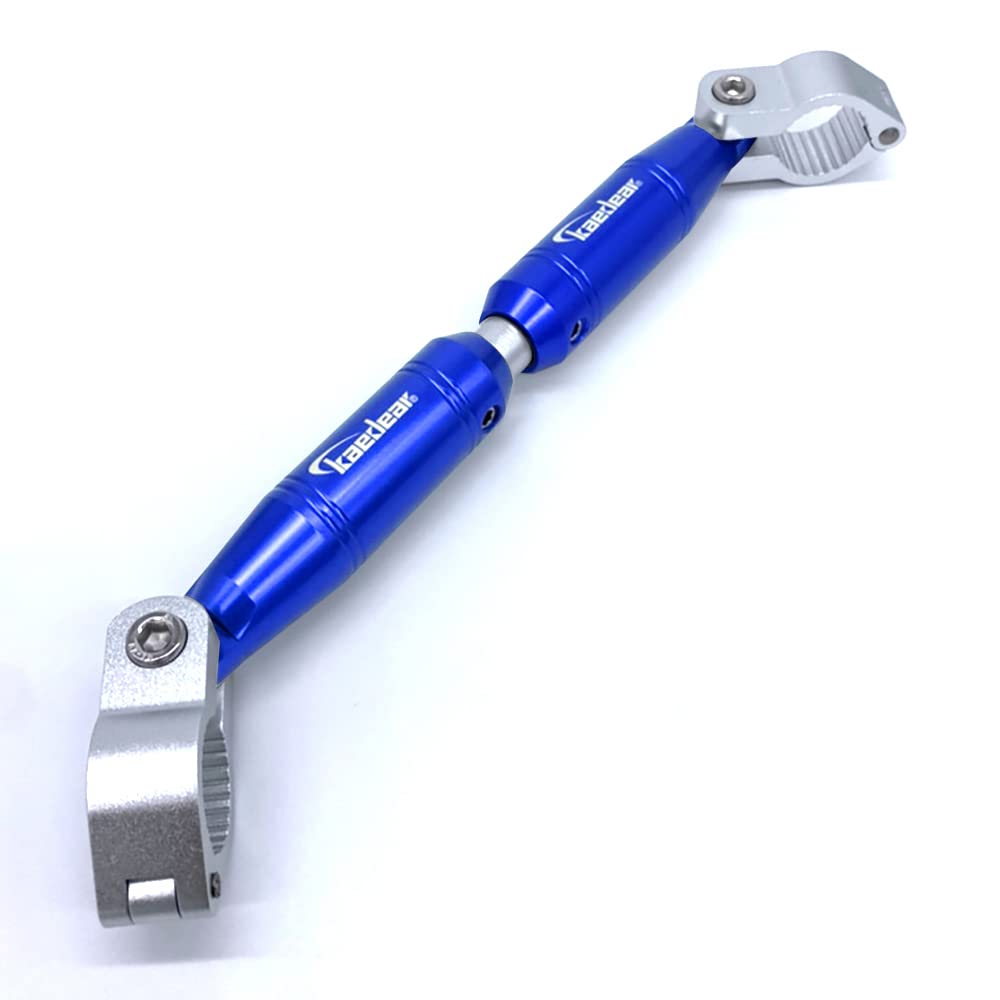 

Kaedear Adjustable Motorcycle Handlebar Fits Standard Clamp Bar Length Brace, Aluminum, 22.2mm Handlebars, Mount, 330-200mm, KDR-HB1 (Silver/Blue)