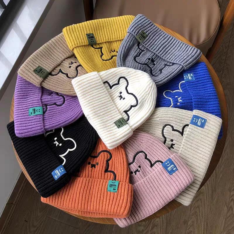 1PC Winter Bear Knit Hat for Women Plush Furry Beanie with Ear Protection Warm Knitted Cap Perfect Christmas Gift