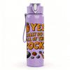 1PC Bee Honey Rock Funny Quote Text 750ml Color Plastic Sports Water Bottle Leakproof Flip Straw Lid Suitable for Sports Office Home Use