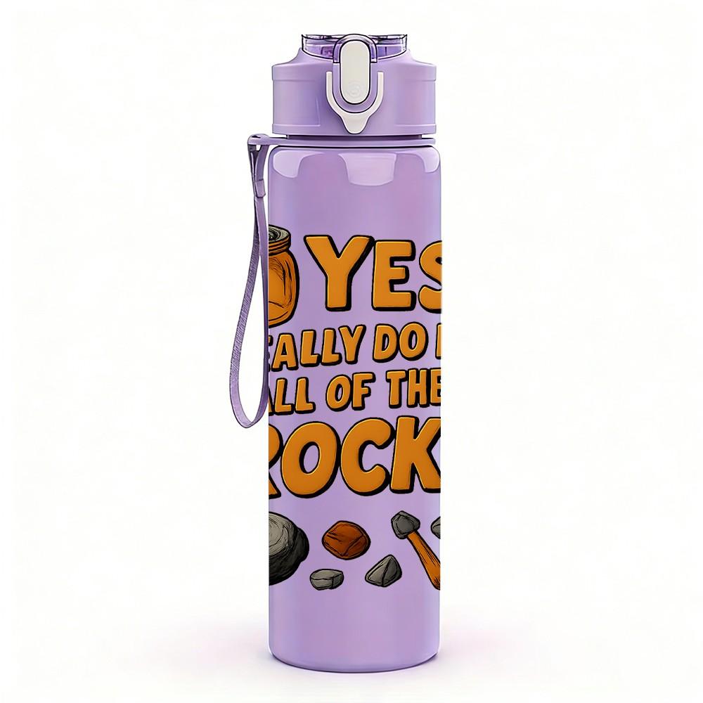 1PC Bee Honey Rock Funny Quote Text 750ml Color Plastic Sports Water Bottle Leakproof Flip Straw Lid Suitable for Sports Office Home Use