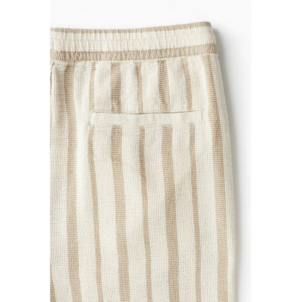 H M Woven sHorts Regular Fit Beige Stripe