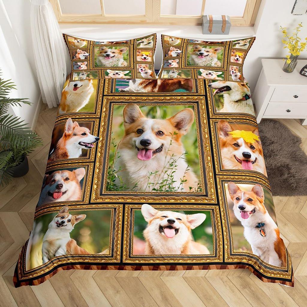 Dog Puppy Down Comforter Set Bedding Set 3-piece Cover Set