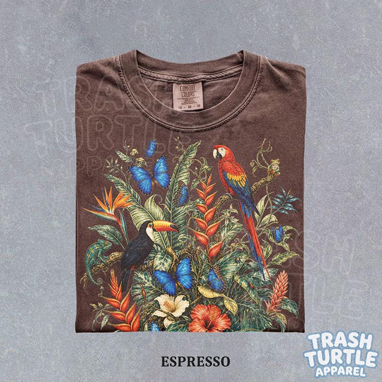 Tropical Parrot Shirt Retro Toucan Macaw TShirt Botanical Jungle T-shirt Vintage Nature Lover Graphic Tee XL