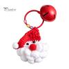 Santa Claus Key Ring Yarn Crochet Christmas Keychain with Bell, Handmade Tree Hat Glove Wreath Small Holiday Keepsake Pendant, Bag Charm Accessory for