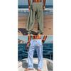 Men Thin Linen Cotton Straight Casual Long Trousers For Daily Beach Wear