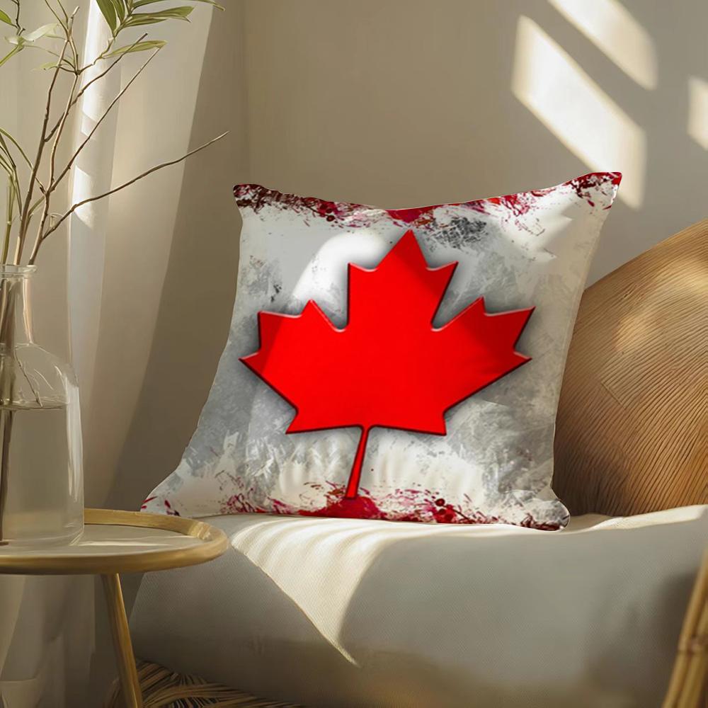 Canada Canadian Flag Ca Leaf Cushion Cover Soft Short Plush Pillow Cover Smooth Cozy Texture Aesthetic Cushion Case Home Decor