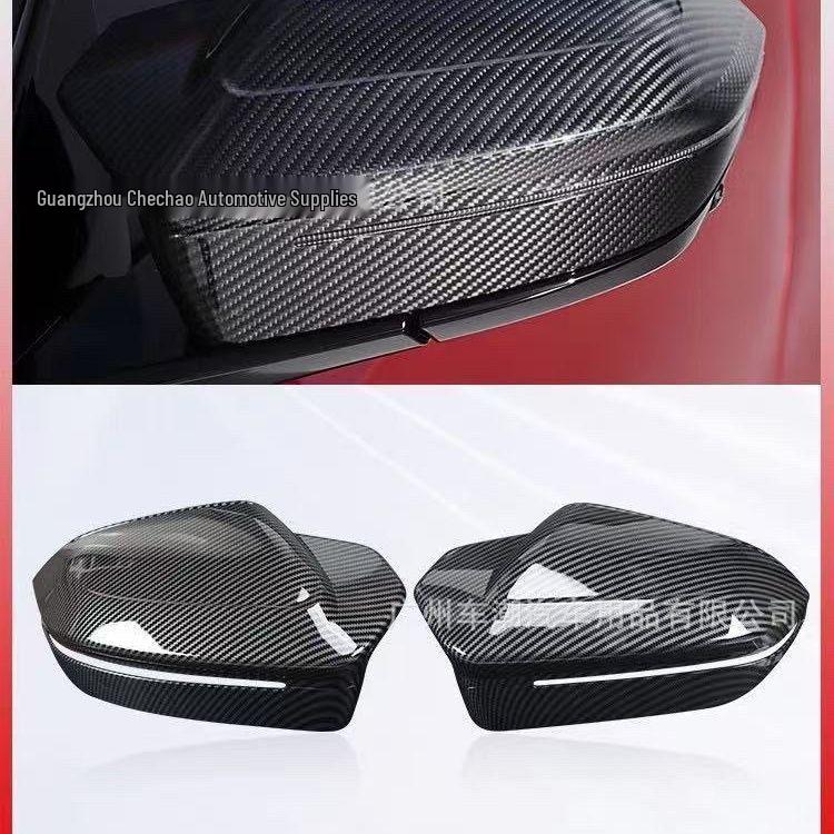 Copertura Specchietto Retrovisore a Forma di Corno in Fibra di Carbonio a Secco Compatibile con BMW Serie 5 G60 e Serie 7 G70.