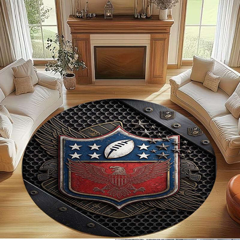 NFL Print Runder Teppich, Waschbarer Bodenläufer, Für Eingangsbereich Studentenwohnheim Waschküche Büro Arbeitszimmer, Heimdekoration Geburtstags-Weihnachtsgeschenk