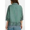 Casual Button Seven Quarter Sleeve Commuting Striped Shirt