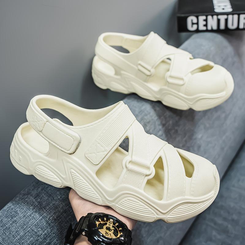 Trendy Soft Comfortable Sole EVA Sports Sandals, Round Toe Wear Resistance Non Slip Slides Sandals Casual Versatile Outdoor Beach Slippers