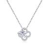 Sterling Clover Pendant Necklace With Moissanite Stone Elegant Minimalist Choker Chain Daily Wear