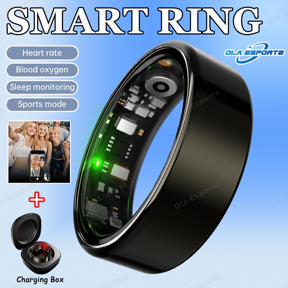 New Smart Ring Men Women, Heart Rate Blood Oxygen and Sleep Monitor Smartring IP68 & 5ATM Waterproof, Multi-sport Mode Ring