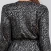 French Luxury Plus Size V-Neck Long Sleeve Dress with Elastic Waist & Hot Stamping Midi Skirt  