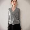 Women's V-neck Tassel Cashmere Knit Cardigan – Versatile Slimming Fashion with Long Sleeves, Loose Fit, and Soft Design.