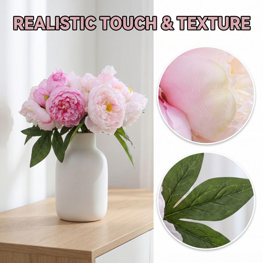 Creative Artificial Peony Bouquet Realistic Silk Flower Simulated Rose Flower Handmade Lightweight Artificial Peony Flowers